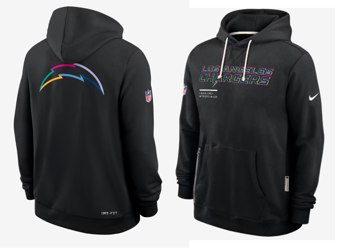 Men Los Angeles Chargers black 2025 Nike NFL hoodie->nfl t-shirts->Sports Accessory